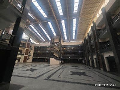 Multi-level atrium and sabha hall interior at Shri Shiv Krishna Dham, Vrindavan