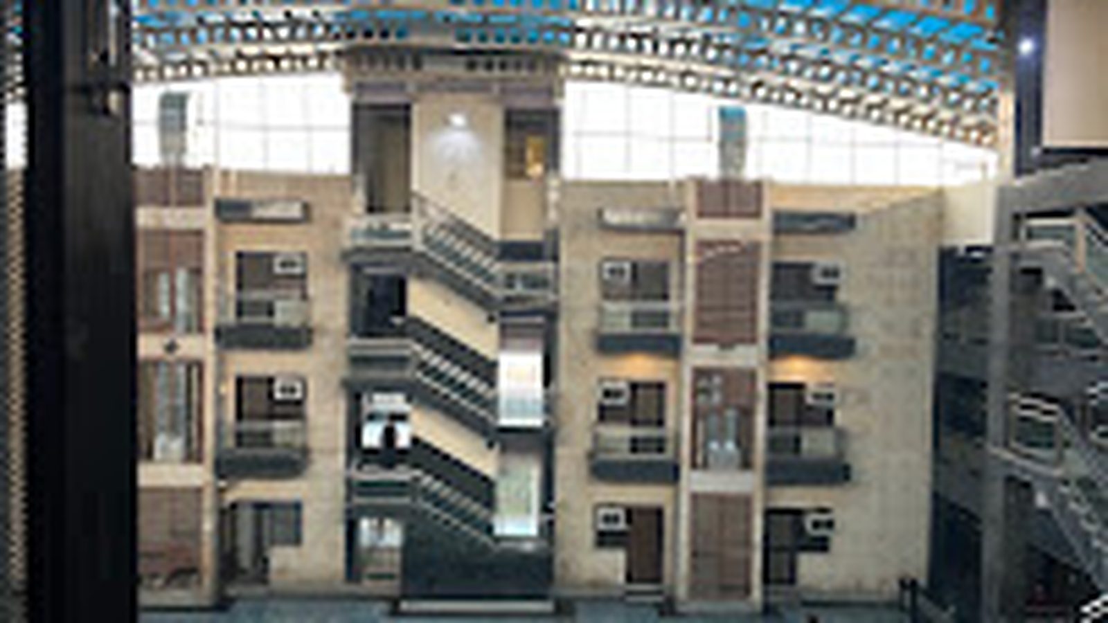 Grand multi-storey atrium with skylight roof at Shri Shiv Krishna Dham, Vrindavan