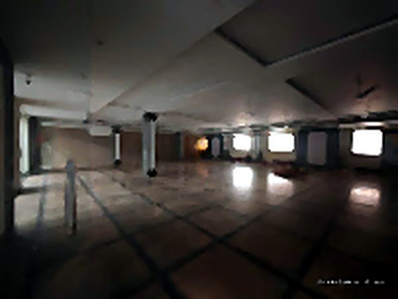 Function hall floor set up for events at Shri Shiv Krishna Dham, Vrindavan