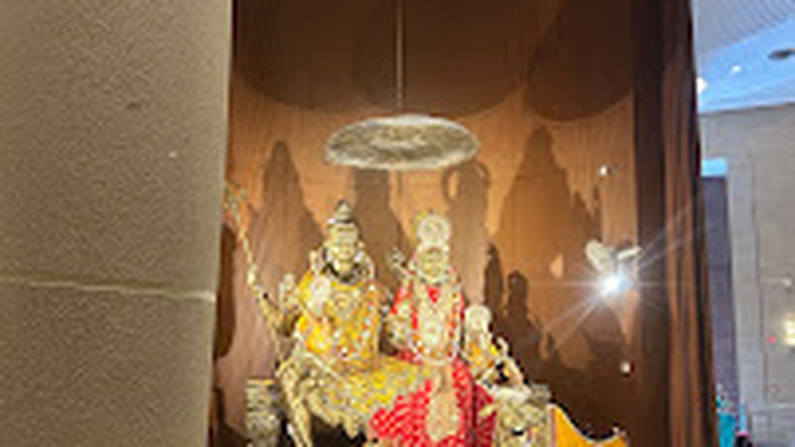Radha Krishna deity shrine inside the temple at Shri Shiv Krishna Dham, Vrindavan